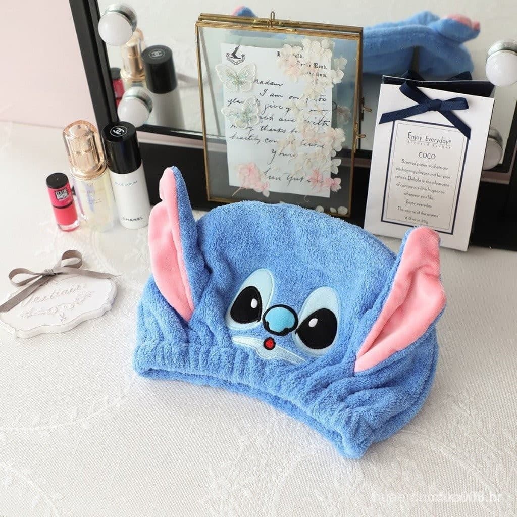 Toalha de Cabelo Disney Lilo e Stitch, Chapéu de Secagem Rápida, Toalha de Banho Super Absorvente, Presente para Meninas