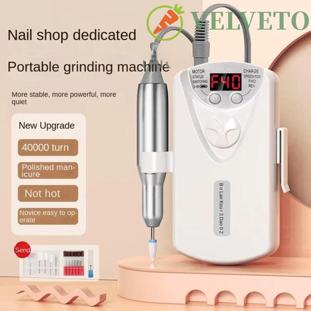 Polidor De Unhas Elétrico ELVETO , Broca Profissional De Baixo Ruído | Com Brocas Lixadeira Elétrica Nail Art