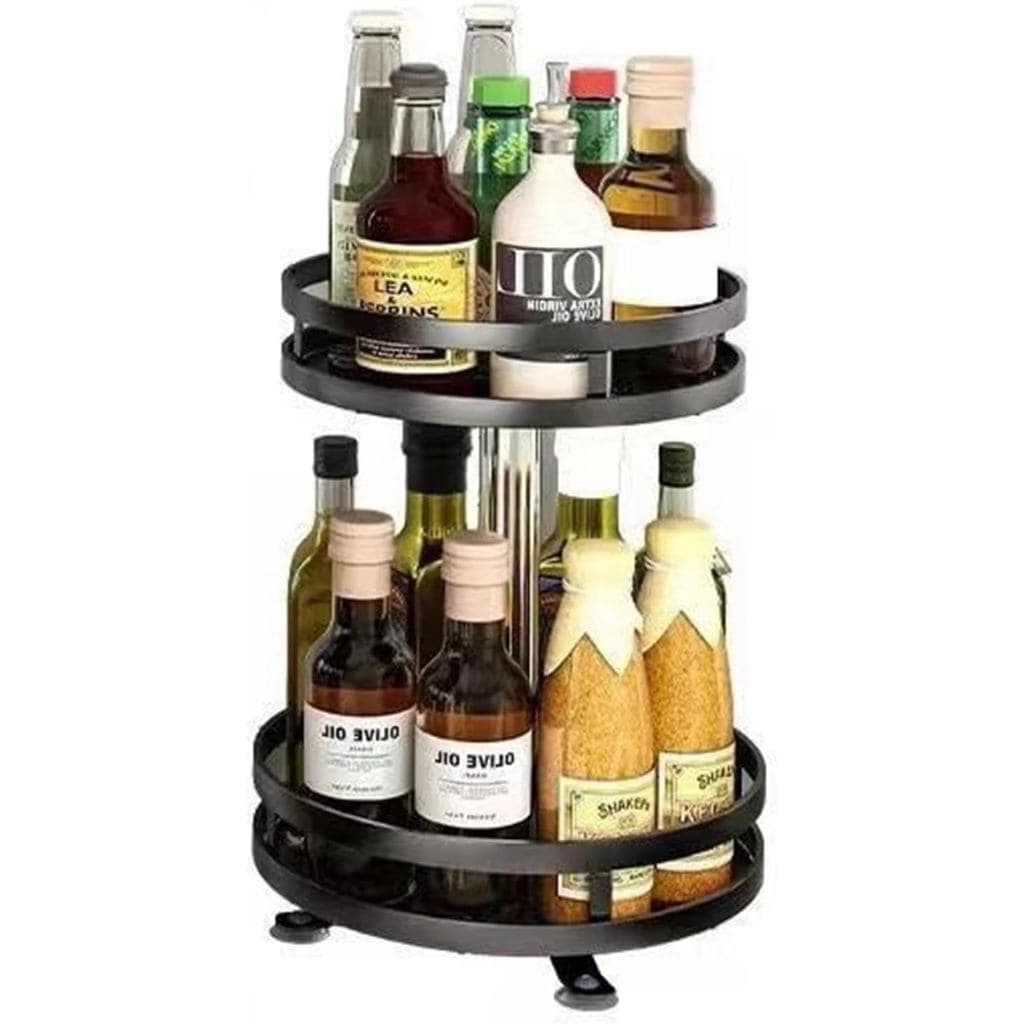 Organizador giratório Lazy Susan de 2 níveis, organizador de especiarias em aço carbono durável, organizador giratório d