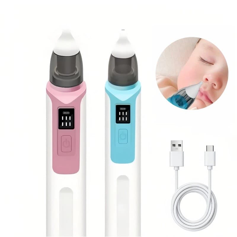 Aspirador Nasal Elétrico para Bebê Recarregável USB Display Digital Silencioso Limpa Secreção Nasal Infantil