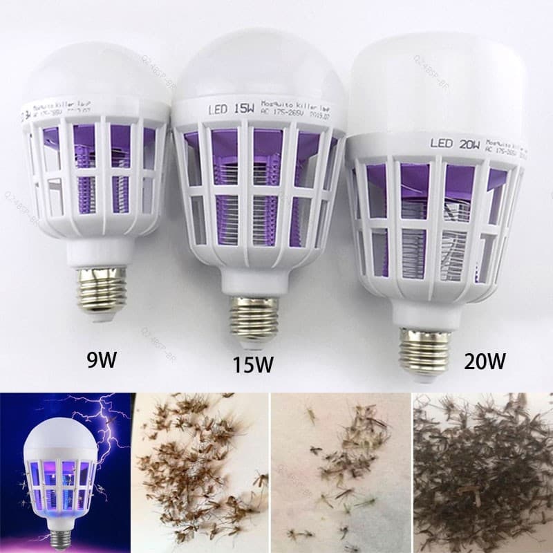 9W/15W/20W LED Mosquito Assassino Lâmpada 2 Em 1 E27 Para Casa Interior Anti Repelente Bug Zapper AC 175 ~ 220V BR24B