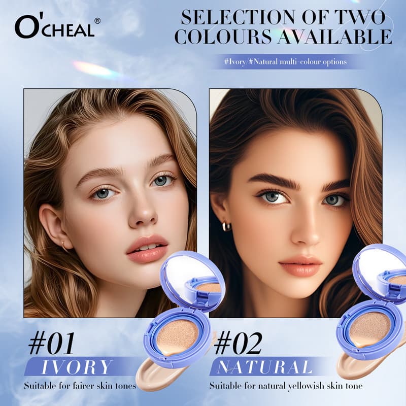 O'CHEAL Corretivo de Longa Duração à Prova d'Água com Efeito Soft Focus, BB Cream em Cushion, Pó Corretivo Anti-Suor e C