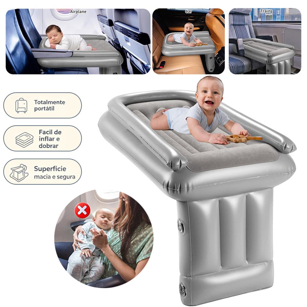 Berço Trocador Inflável Portátil para Bebê, Cama Inflável Leve, Ideal para Viagens e Uso Doméstico