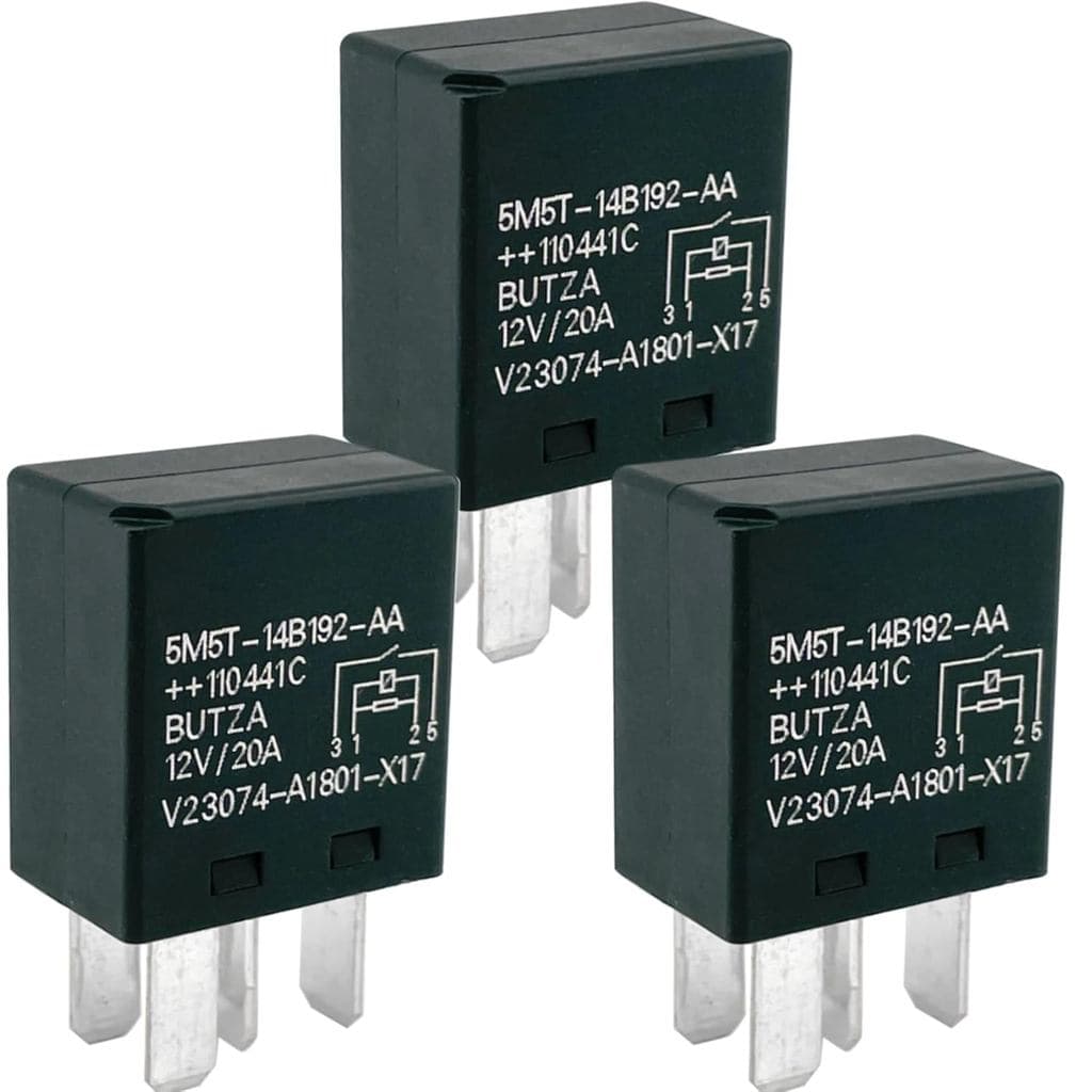 Relé 5M5T-14B192-AA V23074-A1801-X17 (Pacote com 3) 12V 20A 4 Pinos SPST Micro Relé Automotivo Compatível com Ford, Volv