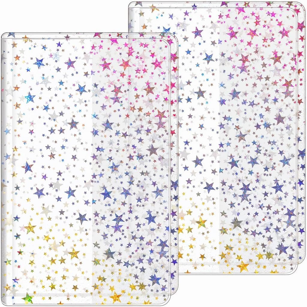 2 Capas Transparentes A5, Capa Transparente para Caderno de Viagem A5, Capa Transparente A5 com Estrelas Brilhantes para