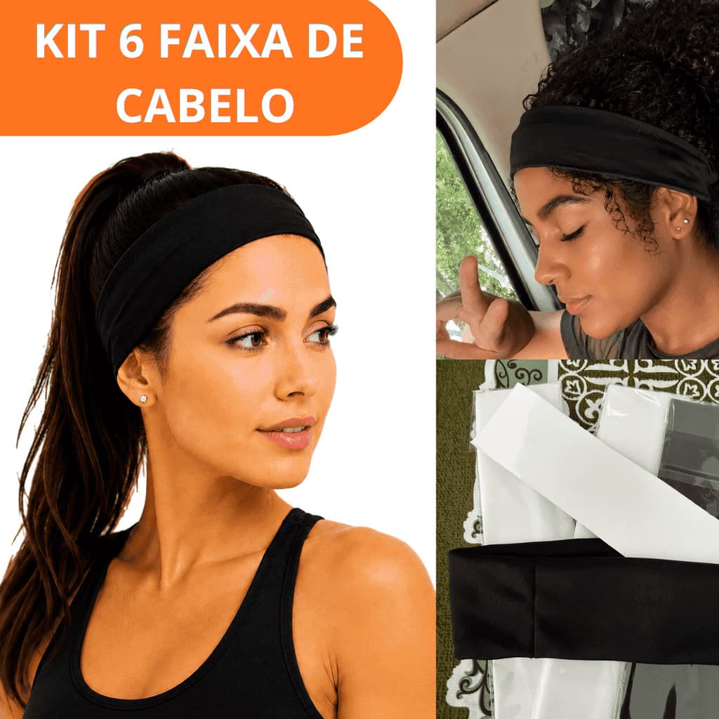 Kit 6 Faixas De Cabelo Penteados E Esportes Com Preto Branco e Colorido Headband