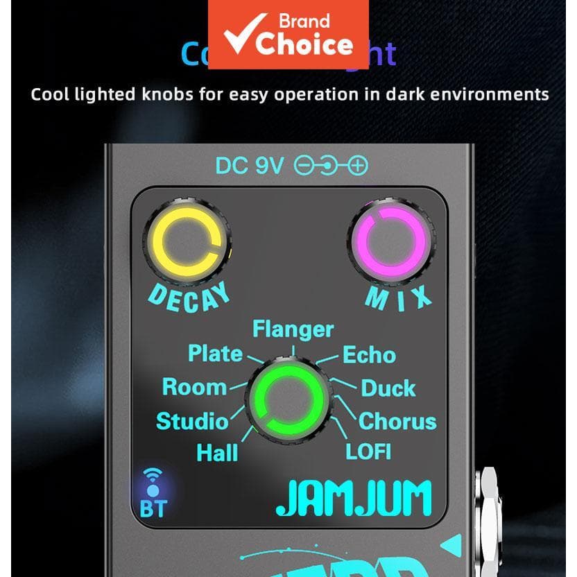 JAMJUM Unidade De Efeitos De Reverberação Compacta , Botão De Controle De Cor , Pedal Grande , Streaming , Alimentado Po