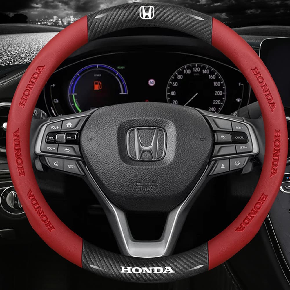 Capa de Volante de Couro para Carro com Costura em Fibra de Carbono para City Hrv Civic Wrv Brio BRV Fit Accord Vezel In