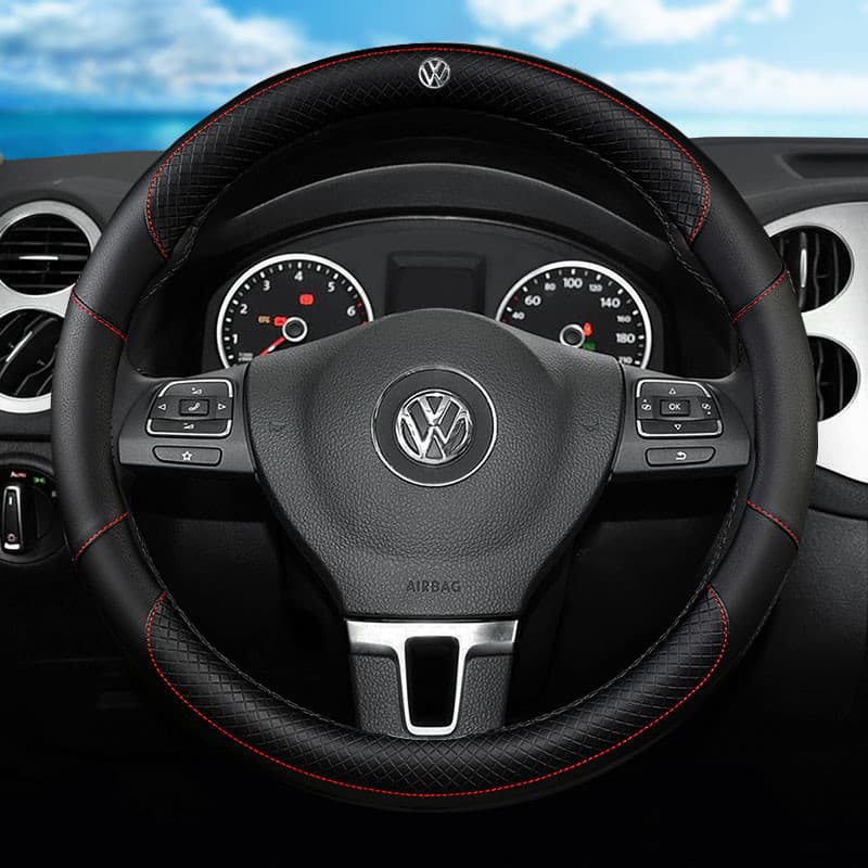 Capa de Volante de Couro de Alta Qualidade para Volkswagen VW Beetle, Golf, Jetta, Passat, Polo, Tiguan, Scirocco, Vento