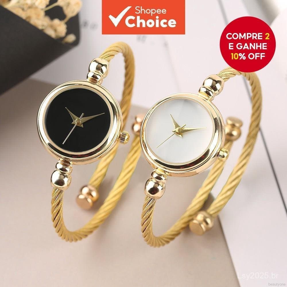 Relógio de Pulso de Quartzo em Aço Inoxidável Retro com Pulseira Pequena para Moda Feminina YOMT