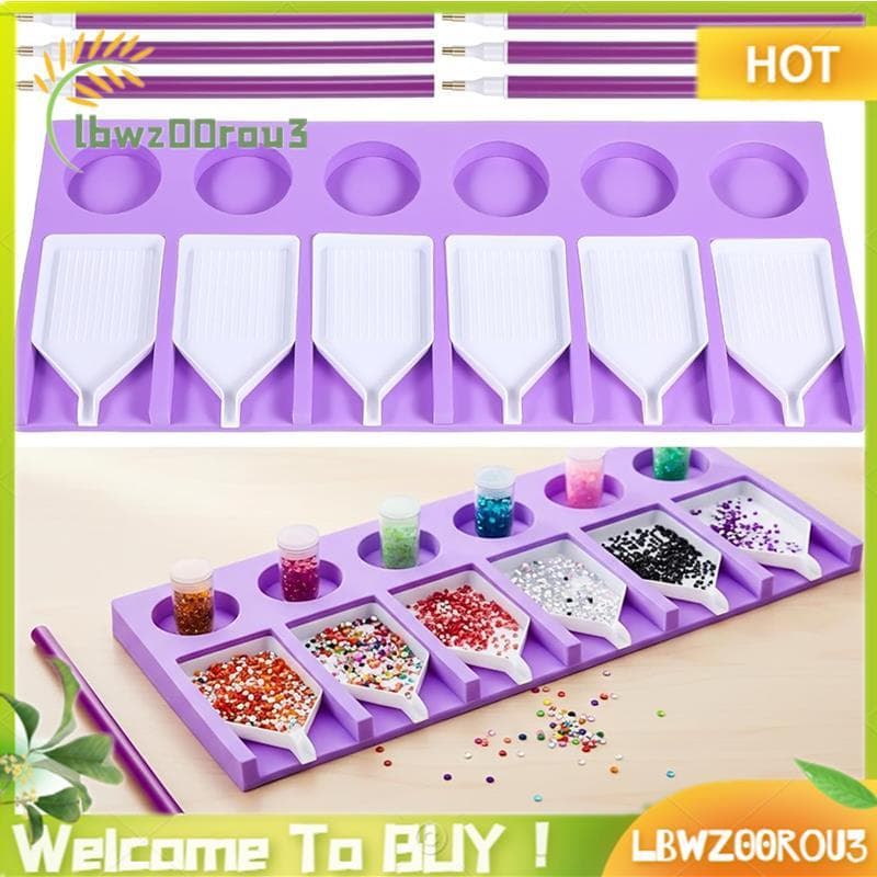Ferramentas De Pintura Kit De Contas 6 Slots Acessório Bandeja Organizador Grânulo Arte Recipiente Armazenamento Titular