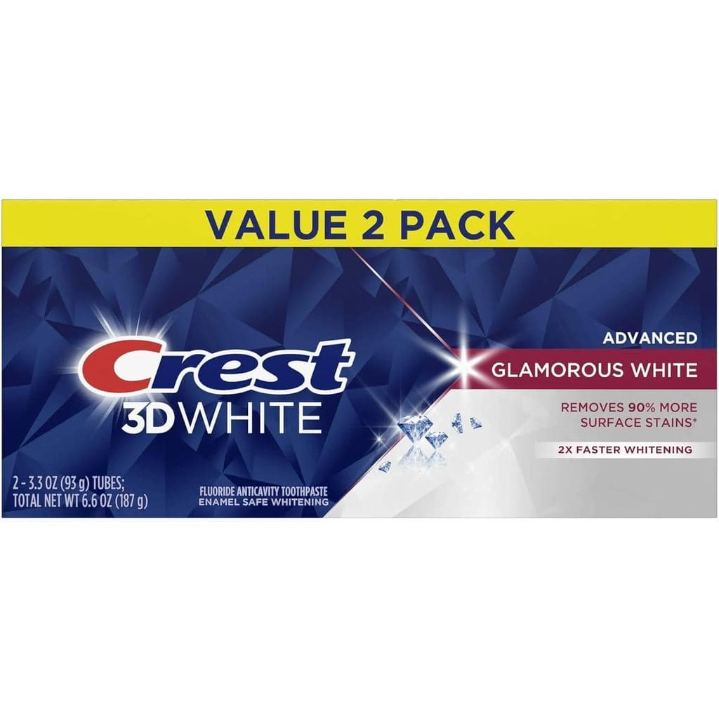 Pasta de Dentes Clareadora Crest 3D White Advanced Glamorous White, 3,3 oz, Pacote com 2
