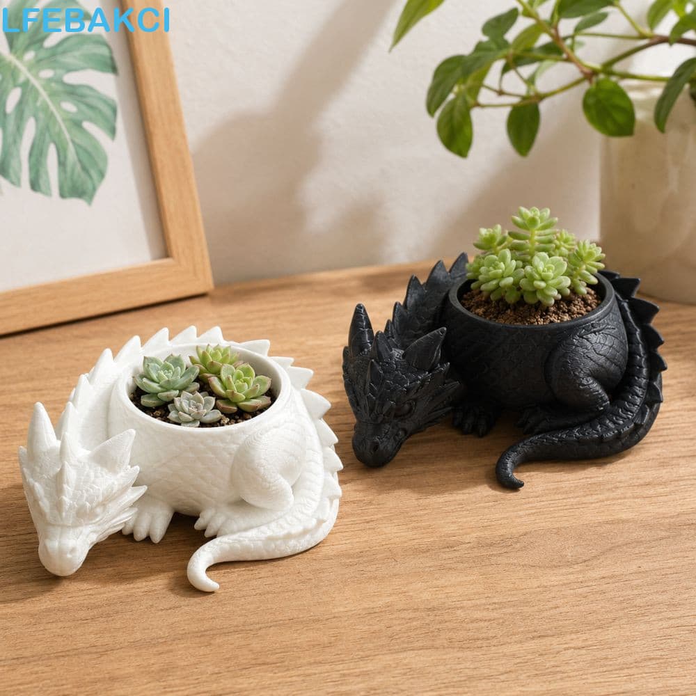 Vaso De Plantas Em Forma De Dragão , Plantador Suculento Criativo Impresso 3D , Mini Flores De Animais Engraçados Leves