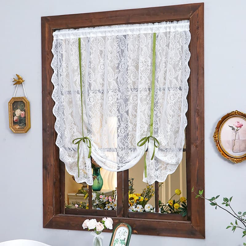 Cortina quarto High-End sentimento perfuração-livre renda decoração Bay janela cortina casa varanda Blackout pequena jan