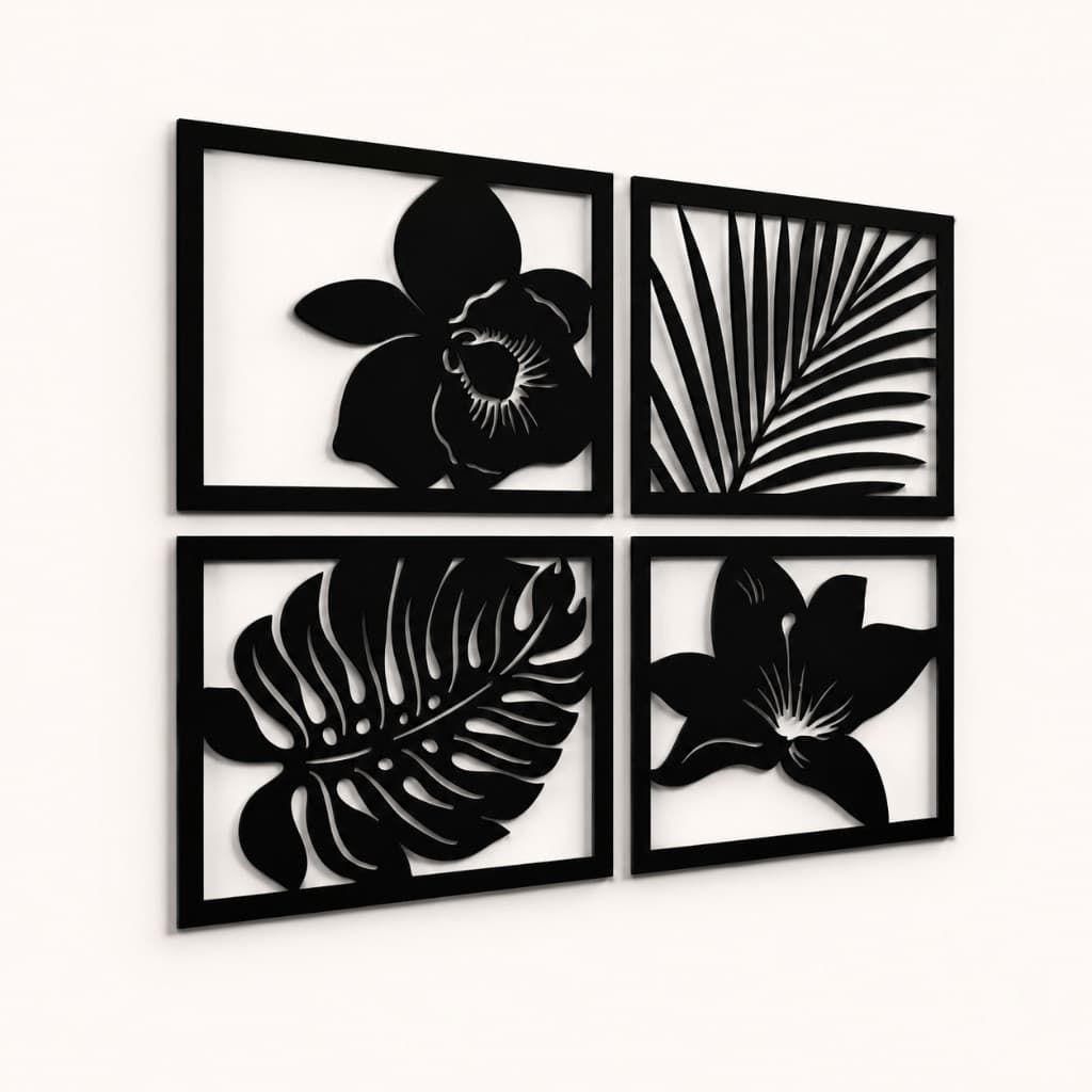 Quadros MDF 3mm Folhagens Tropicais Design Elegante para Sala e Quarto