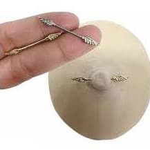 Piercing para mamilo peito asa anjo aço cirurgico banhado a ouro 18k