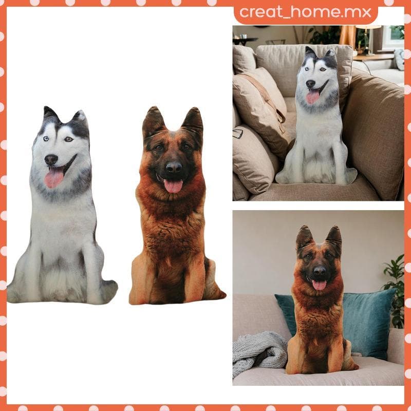 [Creat_home] Almofada De Abraço 3D Cachorro Brinquedo De Pelúcia Boneca Expressão Realista Material Macio Adequado Para