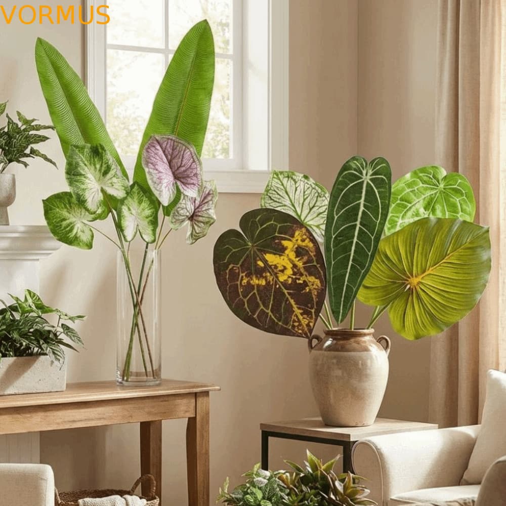 Folha De Samambaia Do Rei Guindaste , Folhas De Calla Artificiais Resistentes A UV De Plástico , Araruta Artificial Que