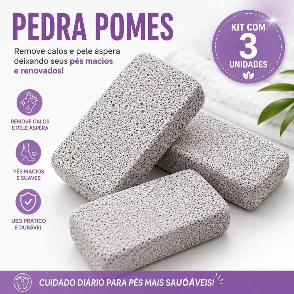 Pedra Pomes Para Pés Kit 3 Unidades Remove Calos Lixa Para Pés Esfoliante Calcanhar Pele Áspera Pedicure