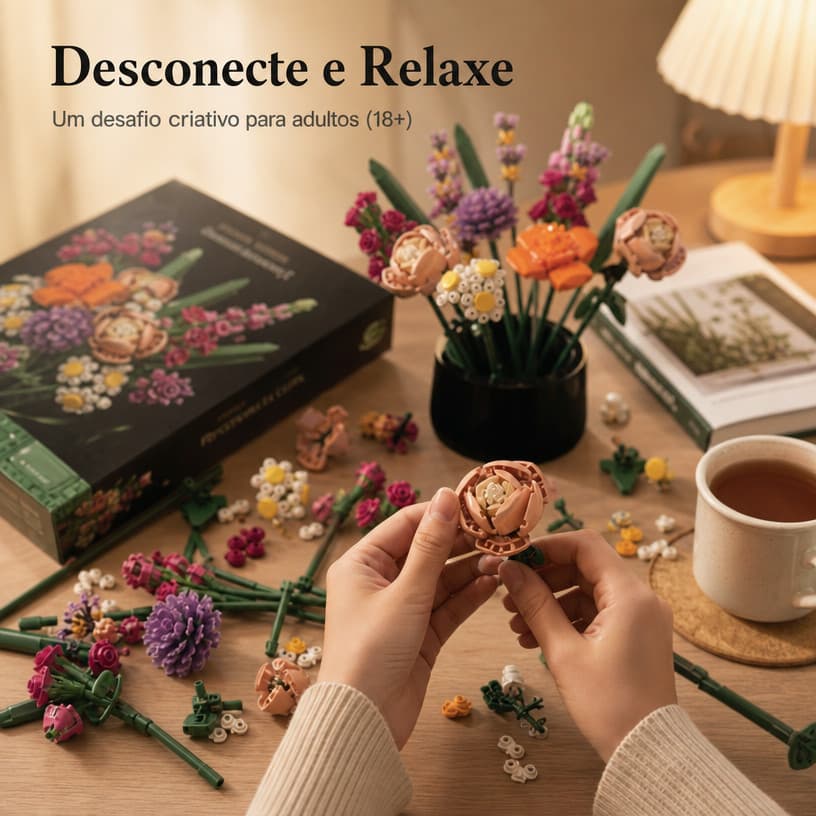 Buquê Decorativo em Blocos de Montar 756 Peças Presente Criativo para Adultos 18+
