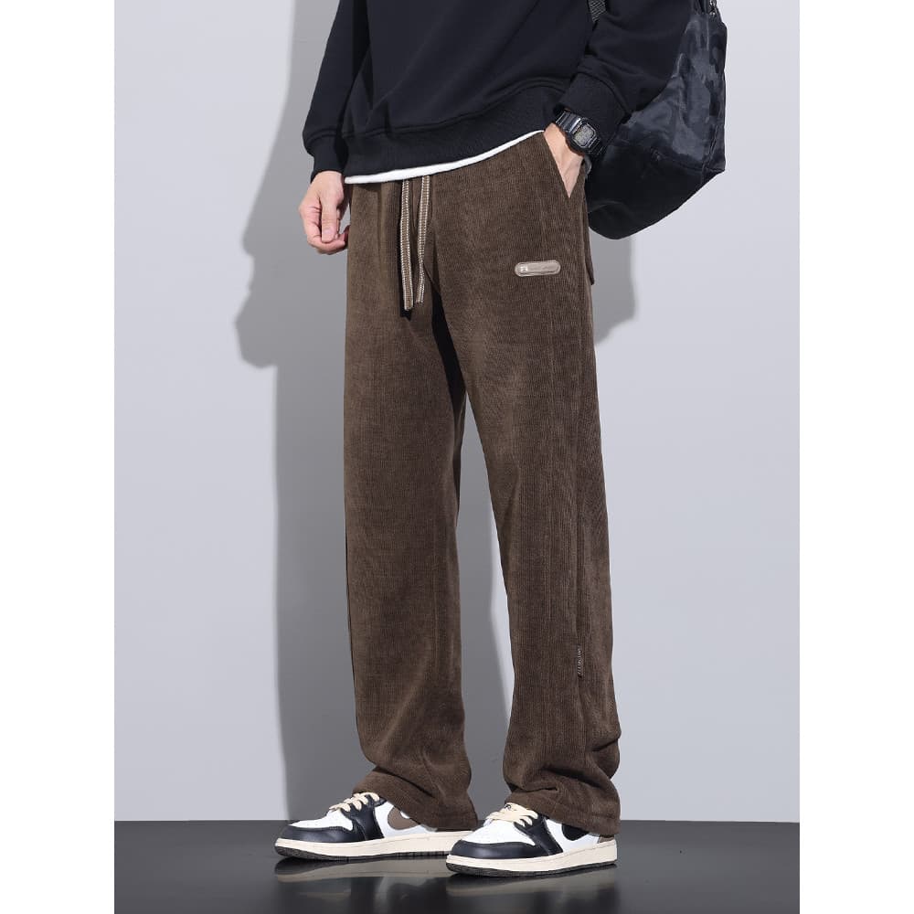 Guangzhou Shintang estilo Casual calças de veludo masculino solto em linha reta cintura elástica estiramento velo mais c