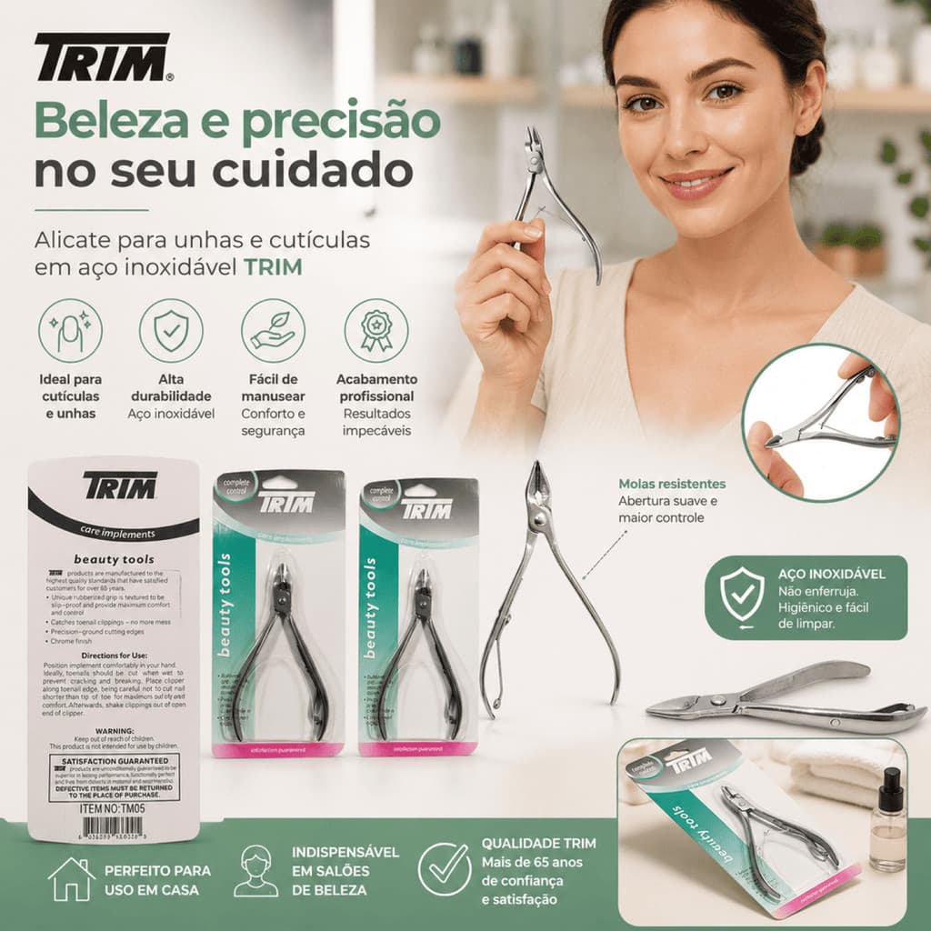 Kit Alicate de Cutículas Unhas Manicure Pedicure Acabamentos