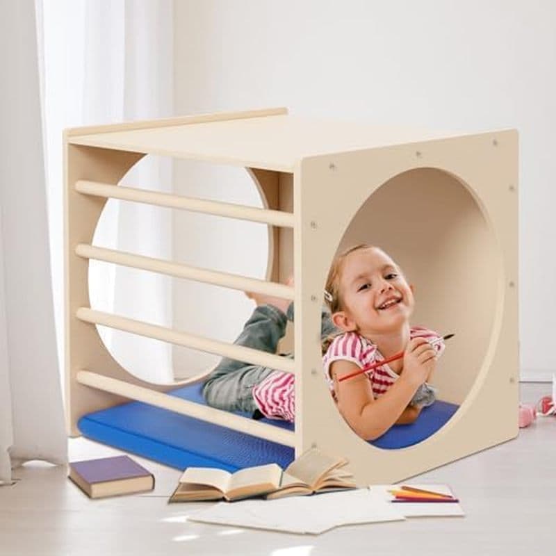 Canto Aconchegante Em Cubo Infantil , Móveis Montessori De Madeira De 24 " , Recanto De Leitura Sólido Com Cusion , Conj