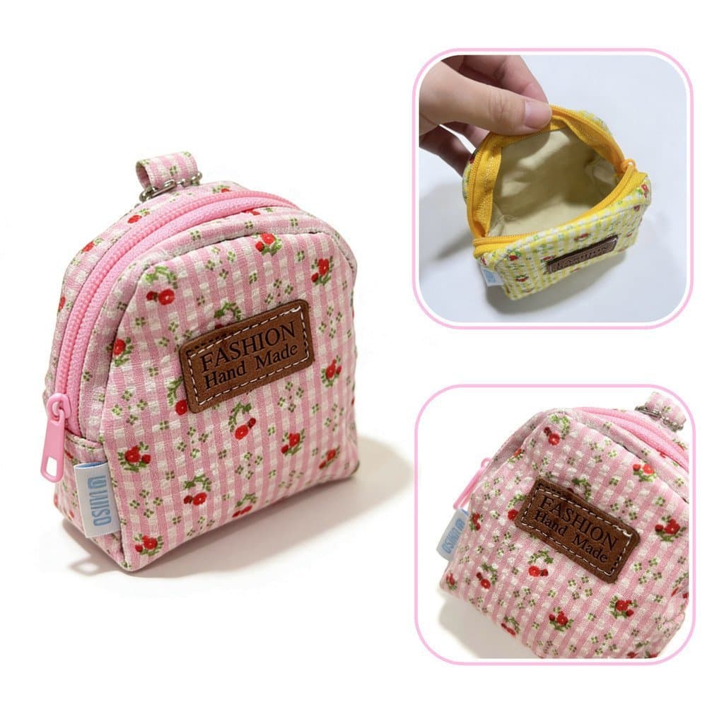 Bolsa de moedas fofa com flores e zíper |     Estojo colorido, mini estojo portátil para fones de ouvido com chaveiro