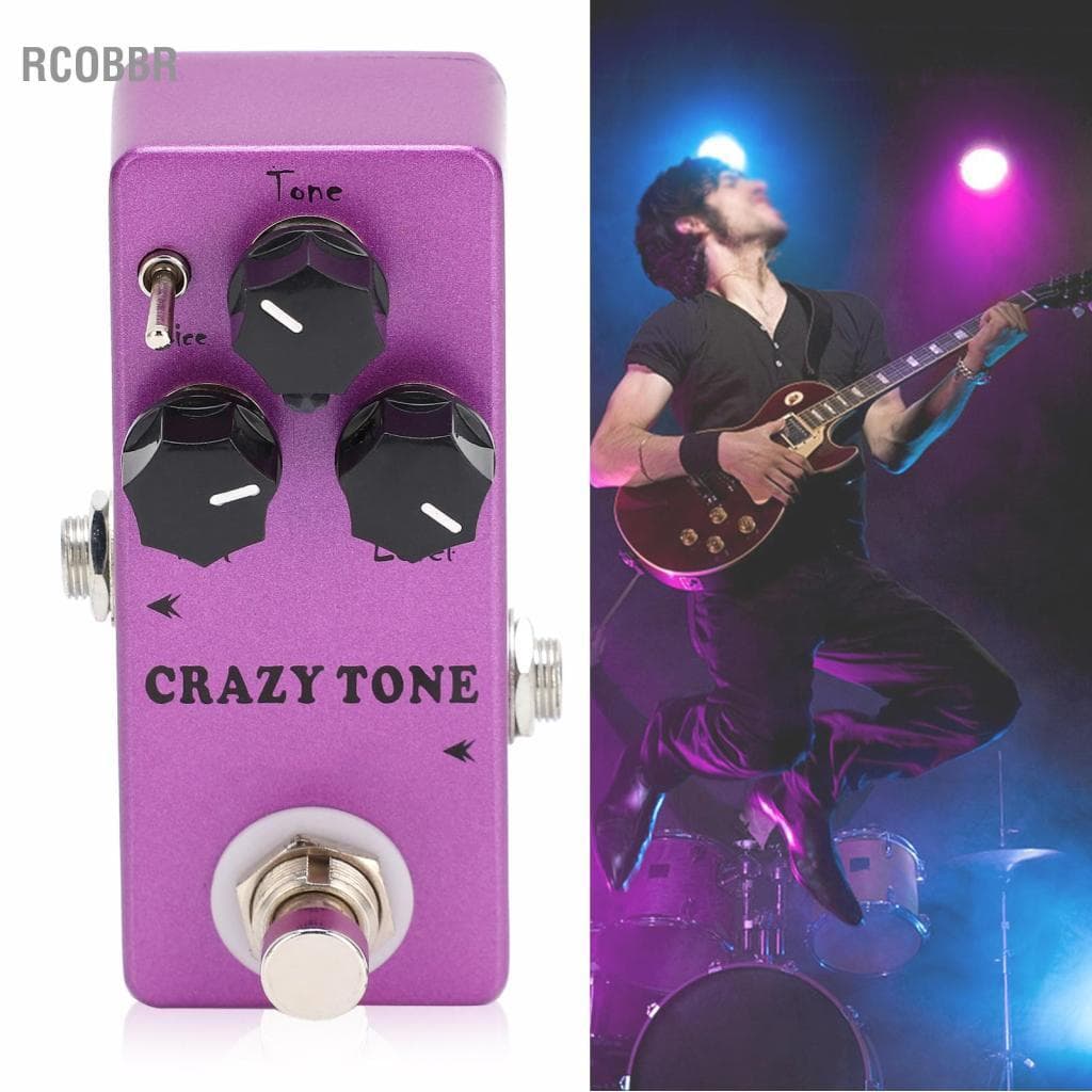Rcobbr Efeito de distorção do pedal de guitarra Circuito totalmente analógico Tom louco com revestimento durável de