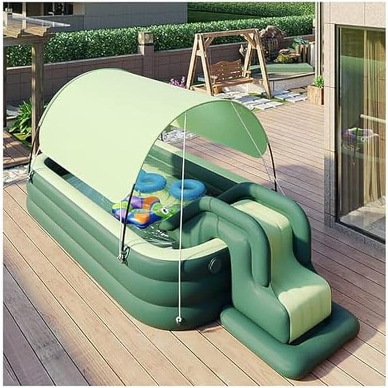 Piscina Inflável Para Crianças E Adultos Com Escorregador Guarda-Sol , Piscinas Infantis Infláveis De Tamanho Completo A