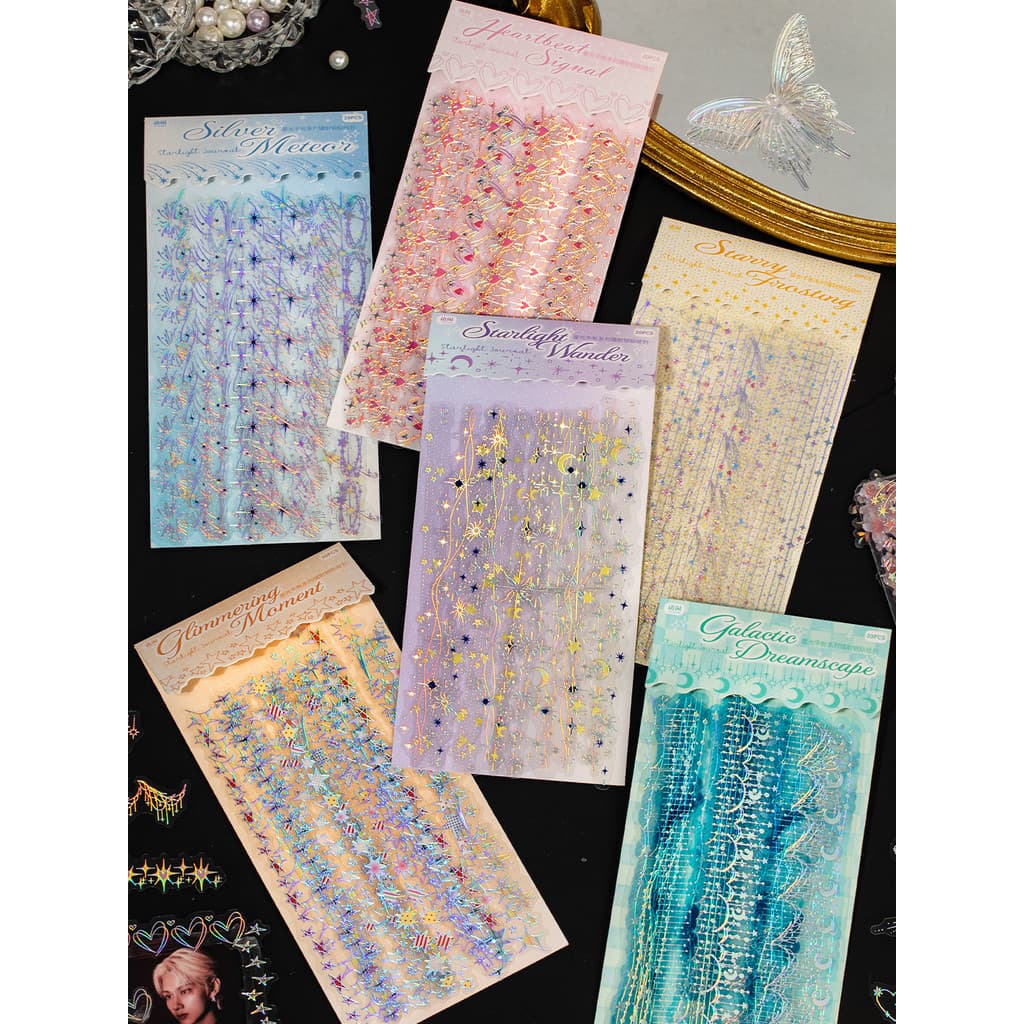 Starlight manual série Laser prata adesivo pacote 20 folhas ins estilo renda caso de telefone manual decoração Material