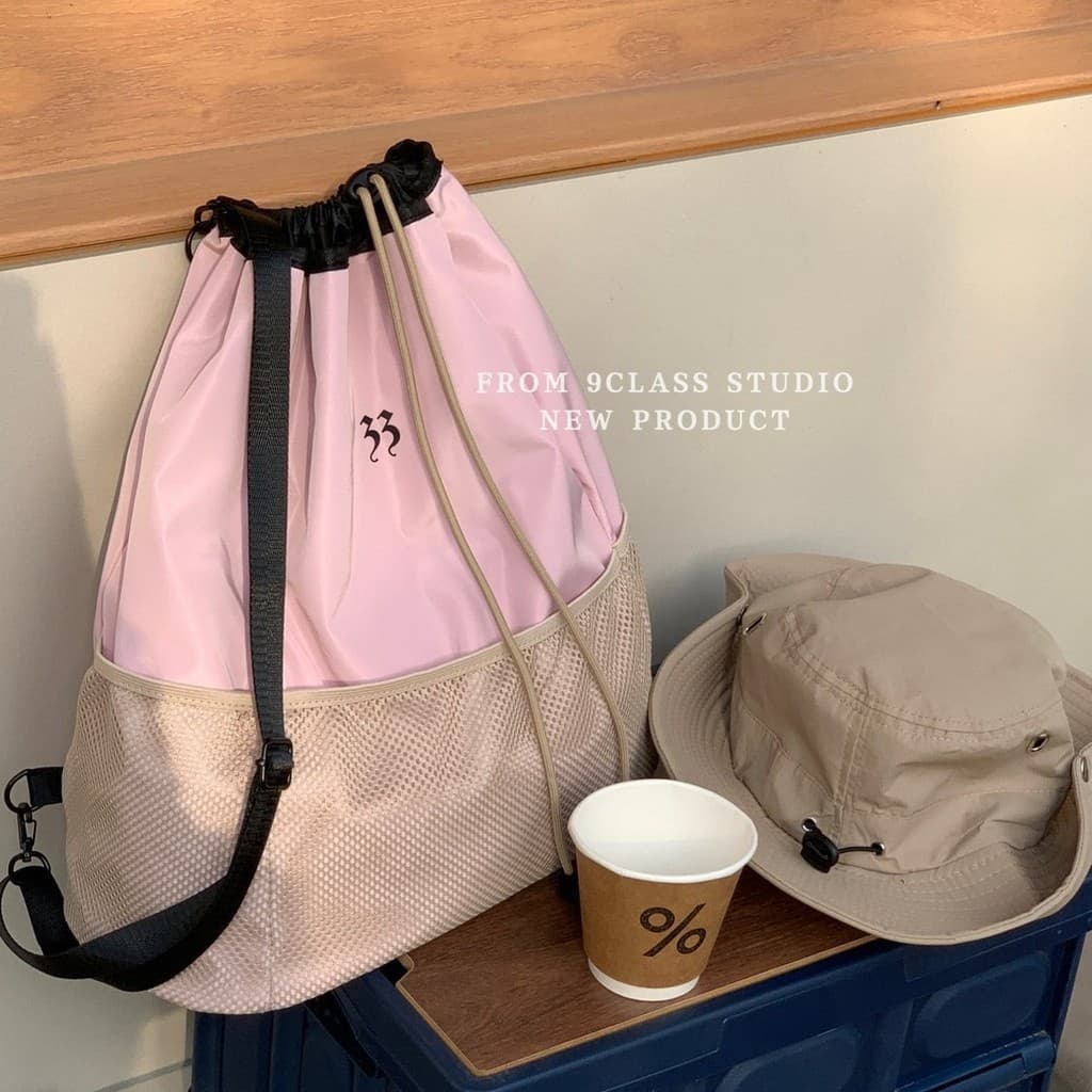 Mochila com cordão combinando com cores, mochila estilo funcional de grande capacidade, bolsa feminina Casual All-Match