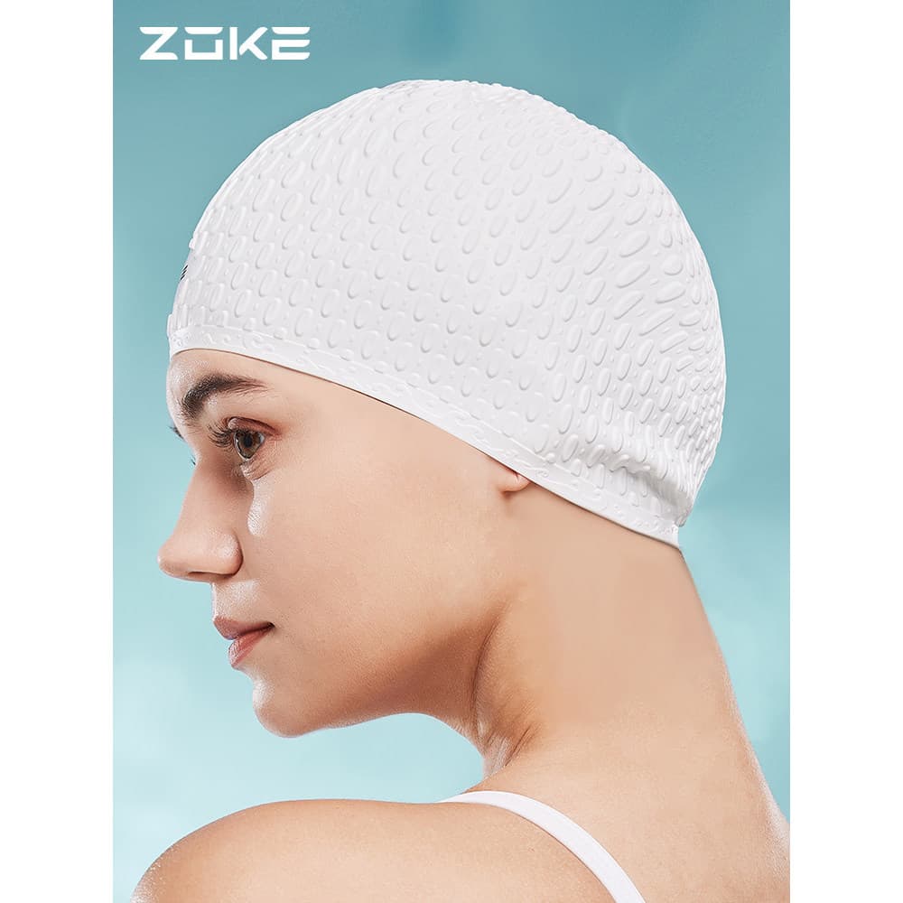 Zuke 2026 novo estilo feminino partícula touca de natação cuidados com o cabelo proteção de ouvido moda longo cabelo cur