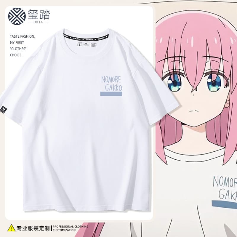 Lonely Rock Anime mercadoria Ichiri Goto mesmo estilo camiseta molho de bolinhas de manga curta das mulheres dos homens