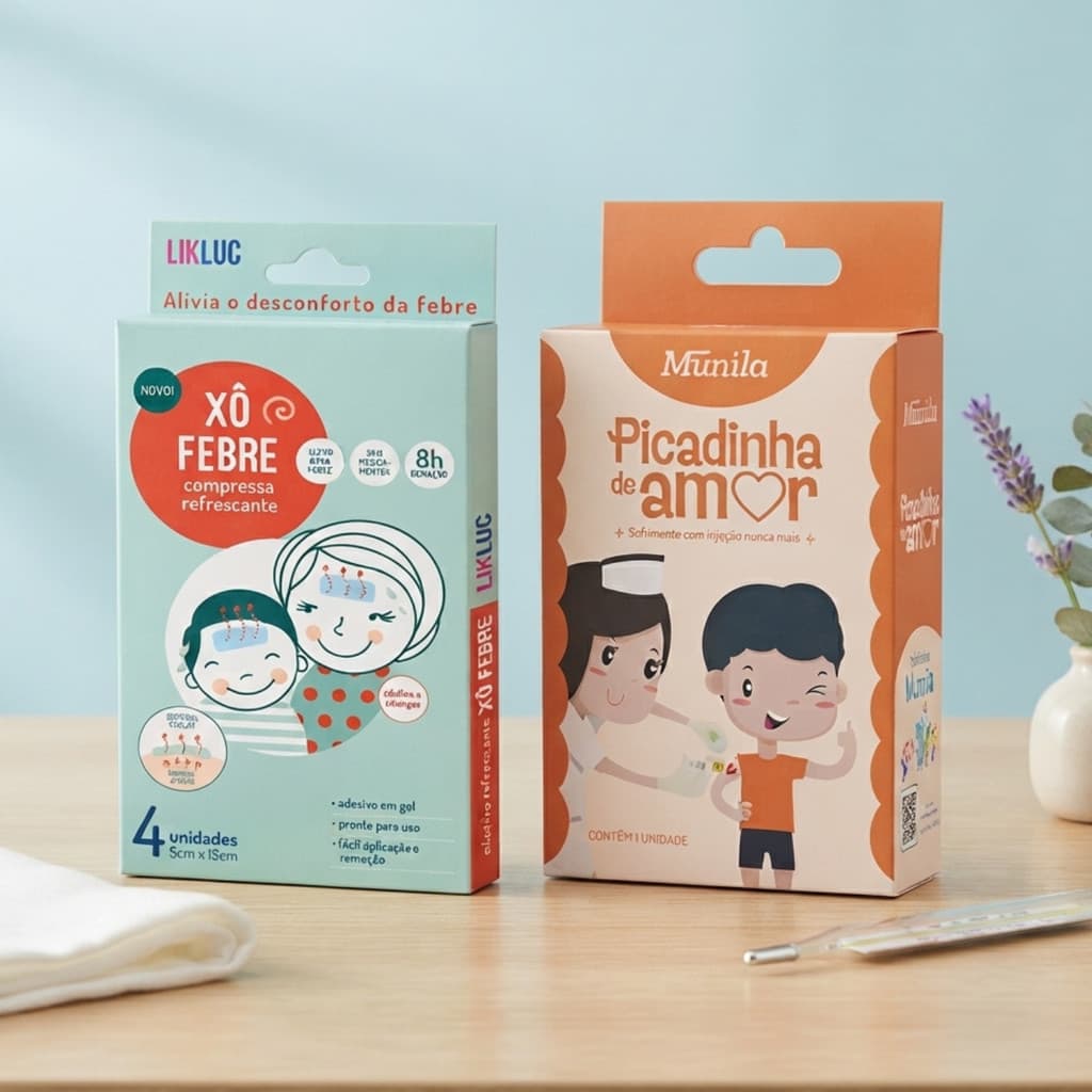 Kit Vacina Picadinha de Amor com Xô Febre Compressa Infantil para Bebês e Crianças Conforto e Cuidados