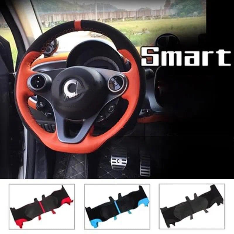Capa De Volante De Couro Costurada À Mão Do Carro Com Alça Antiderrapante Para Mercedes Smart 453 Fortwo Forfou Estilo I