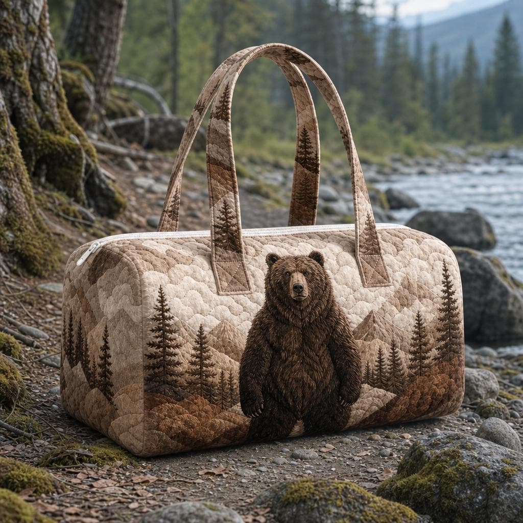 Bolsa de lona de grande capacidade com estampa de urso marrom, bolsa de ombro Casual elegante, adequada para academia, v