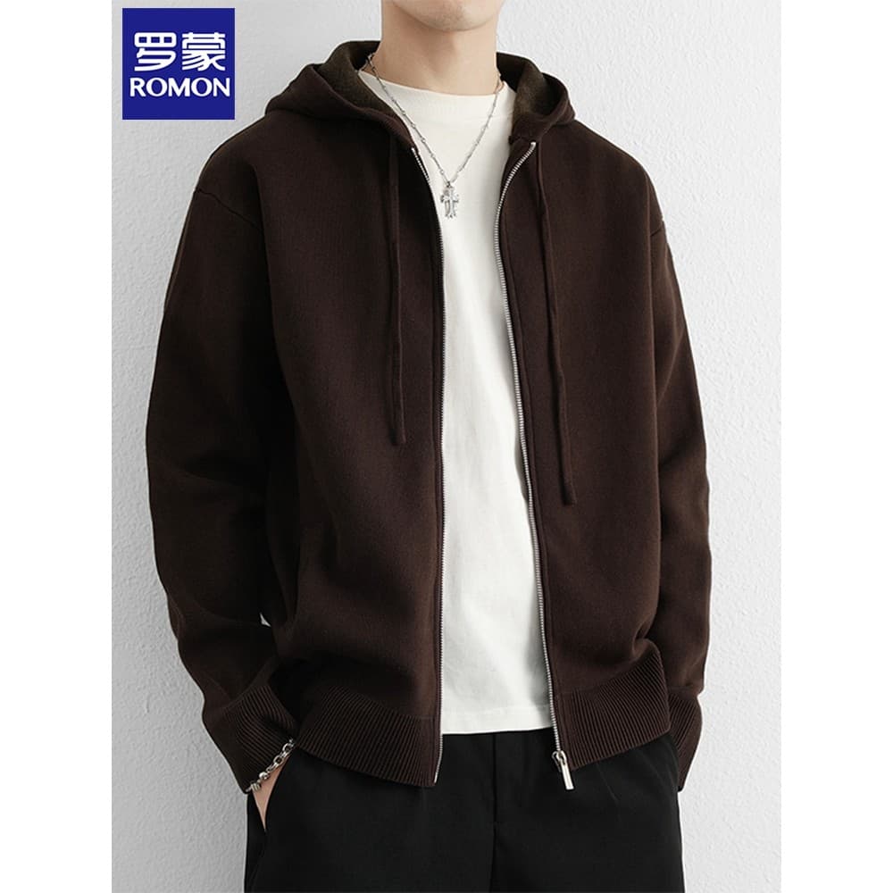Lomon jaqueta Cardigan com capuz masculina High-End primavera outono Street Wear puro algodão malhas jaqueta solta bonit