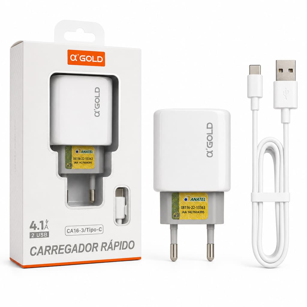 Carregador De Carregamento Rápido Tipo-c 2 USB Carregador Celular Tablets  Portátil Universal