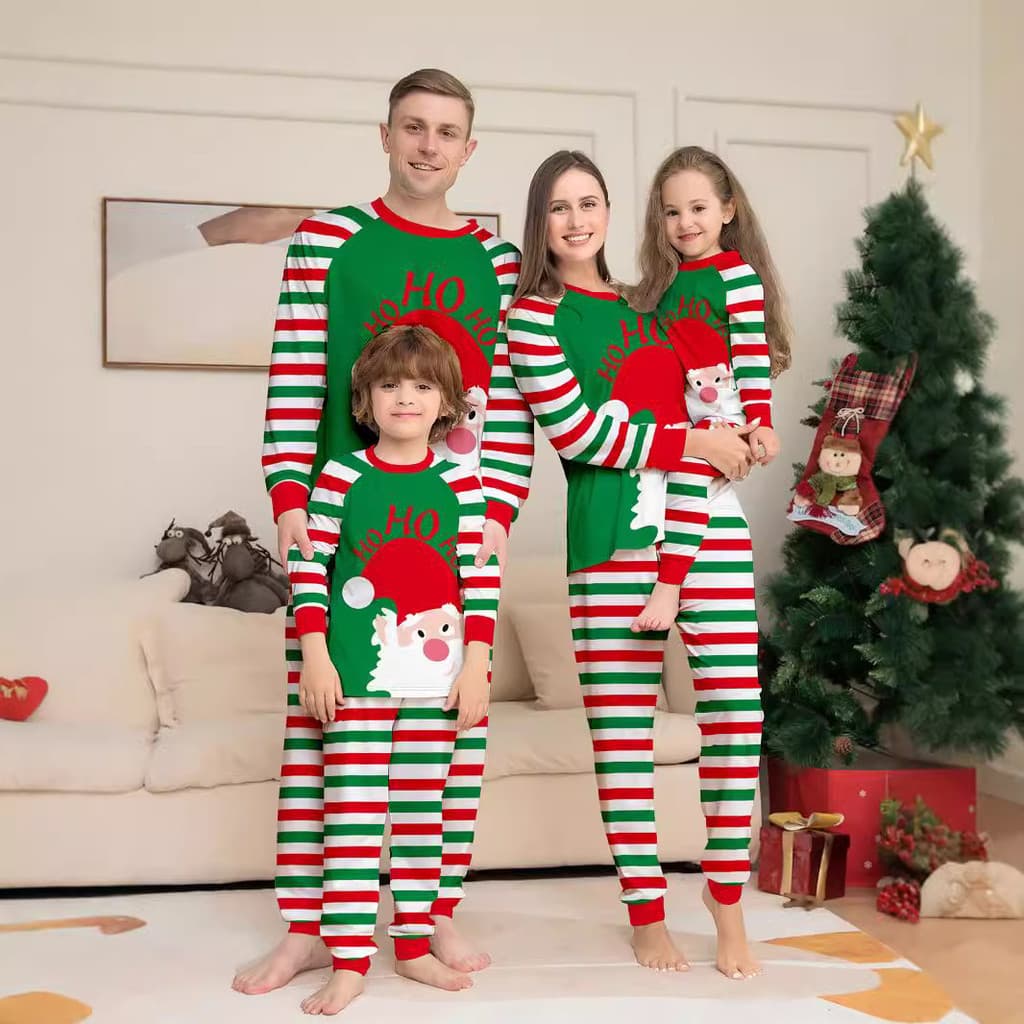 2026 Novo Estilo Papai Noel Listrado Natal Pai-Filho Homewear Pijama Novo Estilo