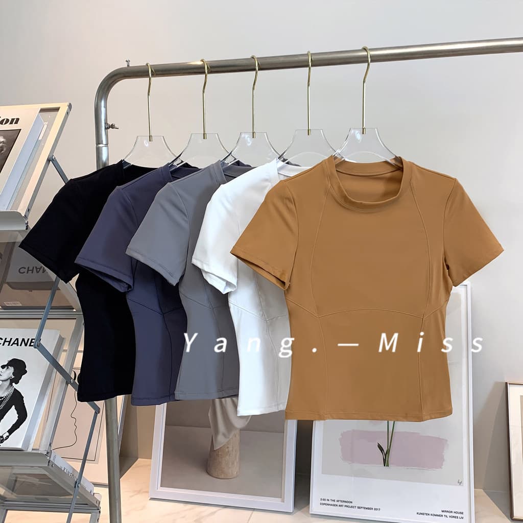 Requintado cintura pequena Nude cintura estreita roupas de Fitness Casual mais magro olhar legal roupas de Yoga de manga