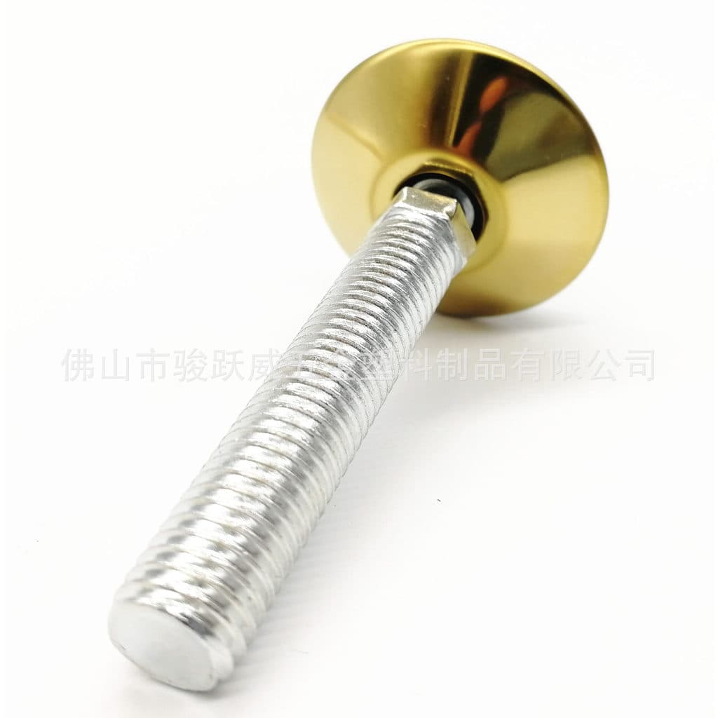 Conjunto de 2 peças de pés niveladores giratórios ajustáveis em aço inoxidável dourado para cadeiras de escritório, mesa