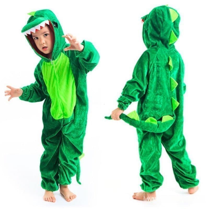 Fantasia de Dinossauro para Meninos Kurgurumi, Verde e Preta, Adequada para Festas Escolares e Jogos de Role-Playing HCH