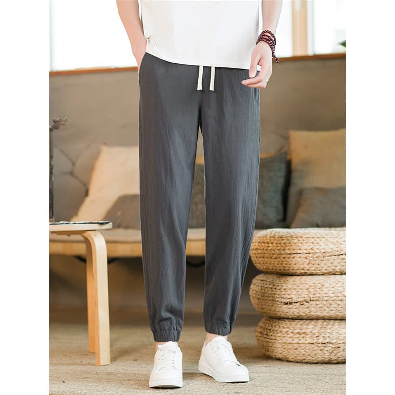 Primavera outono calças de algodão puro calças Leggings masculinas finas até o tornozelo calças soltas calças casuais ma