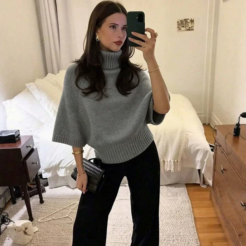 Suéter de malha solto de gola alta para mulheres, estilo casual, pulôver grosso, camisa base versátil, coleção outono/in