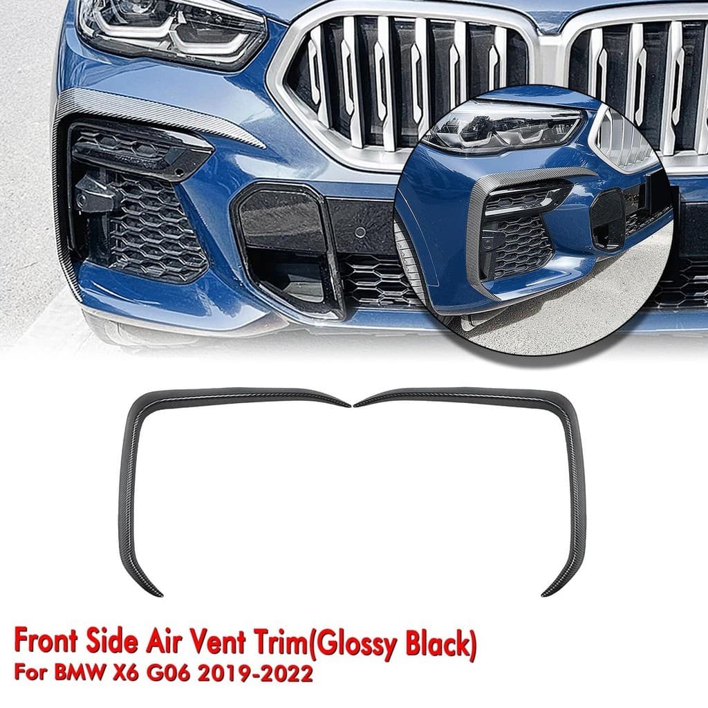 Para BMW X6 G06 M Sport 2019-2022 Pára-Choque Dianteiro Lateral Guarnição De Ventilação De Ar Aparência De Carbono/Preto
