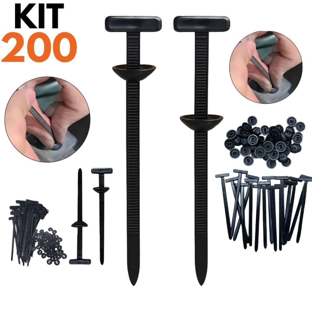 Kit 200/150/100 Abraçadeira Nylon Enforca Gato Fivela Plástica Tipo T Universal Trava Automático