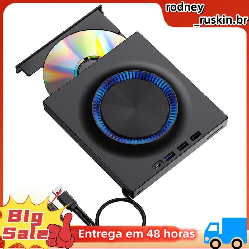 Unidade Óptica Externa USB Portátil CD DVD Player Queimador Placa De Expansão Desktop Computador Externo Notebook Gravaç