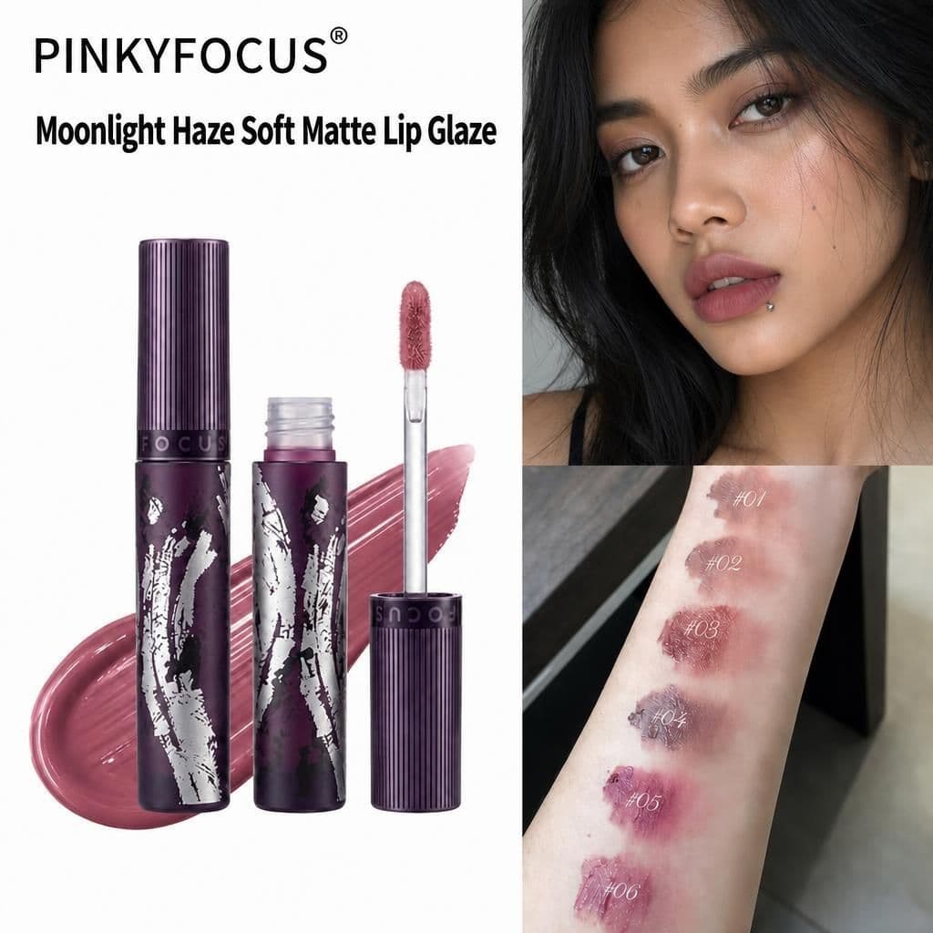pinkyfocus Soft Matte Lip Glaze - Acabamento Matte, Longa Duração, Não Transfere
