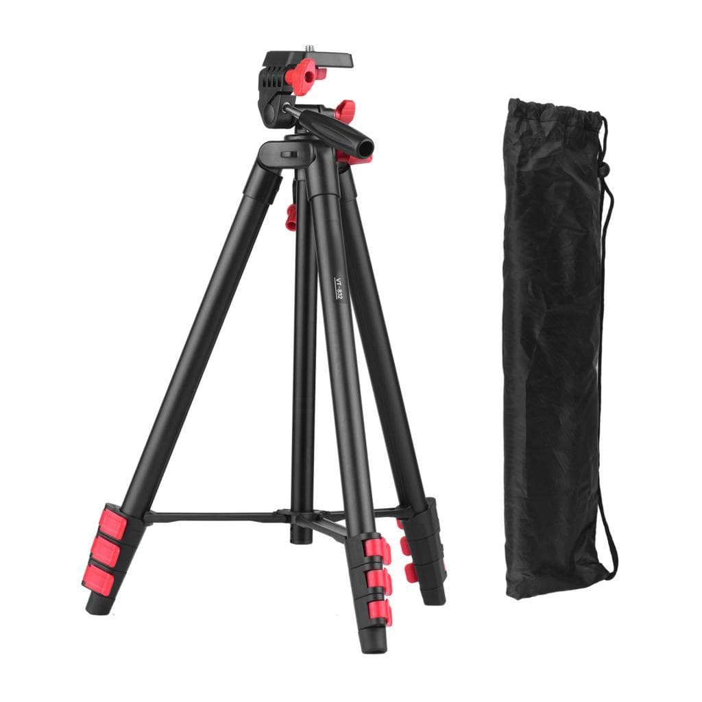 Camerina VT-832 Tripé portátil para fotografia em liga de alumínio Capacidade de carga 2 kg Conector de parafuso Altura